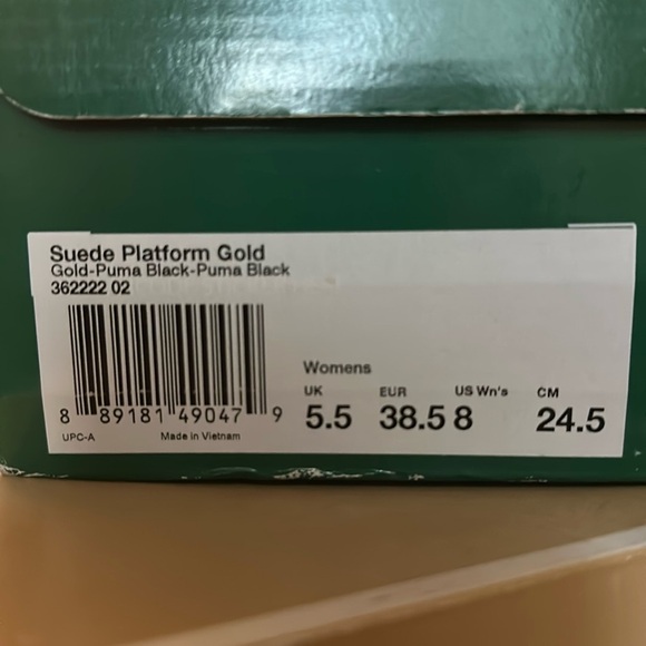 Puma Suede Platform Cream Gold Toe - Picture 6 of 12